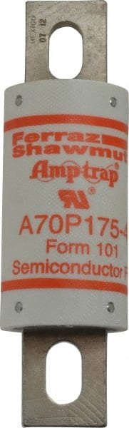 Ferraz Shawmut - 650 VDC, 700 VAC, 175 Amp, Fast-Acting Semiconductor/High Speed Fuse - Bolt-on Mount, 5-3/32" OAL, 100 at AC/DC kA Rating, 1-1/2" Diam - Exact Tooling