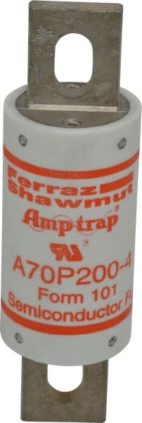 Ferraz Shawmut - 650 VDC, 700 VAC, 200 Amp, Fast-Acting Semiconductor/High Speed Fuse - Bolt-on Mount, 5-3/32" OAL, 100 at AC/DC kA Rating, 1-1/2" Diam - Exact Tooling