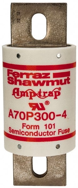 Ferraz Shawmut - 650 VDC, 700 VAC, 300 Amp, Fast-Acting Semiconductor/High Speed Fuse - Bolt-on Mount, 5-3/32" OAL, 100 at AC/DC kA Rating, 2" Diam - Exact Tooling