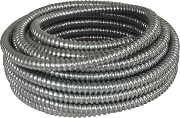 Made in USA - 1/2" Trade Size, 50' Long, Flexible Reduced Wall Flex Conduit - Steel, 5/8" ID - Exact Tooling