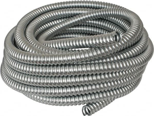 Made in USA - 3/4" Trade Size, 50' Long, Flexible Reduced Wall Flex Conduit - Steel - Exact Tooling