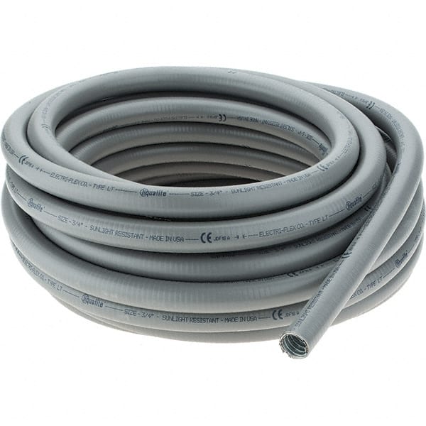 Made in USA - 3/4" Trade Size, 50' Long, Flexible Liquidtight Conduit - Steel - Exact Tooling