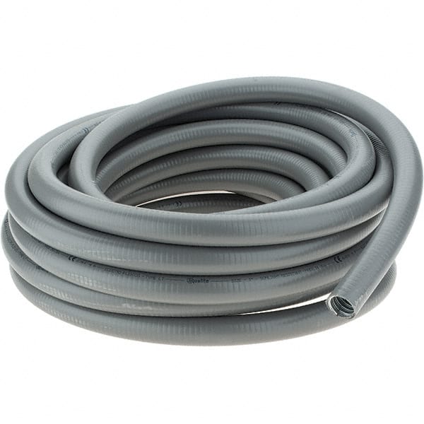 Made in USA - 1" Trade Size, 50' Long, Flexible Liquidtight Conduit - Steel - Exact Tooling