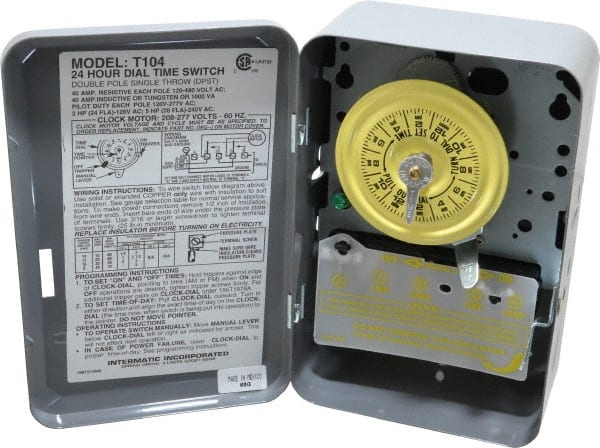 Intermatic - 24 hr Indoor Analog Electromechanical Timer Switch - 1 to 12 On/Off, 208 to 277 VAC, 60 Hz, - Exact Tooling