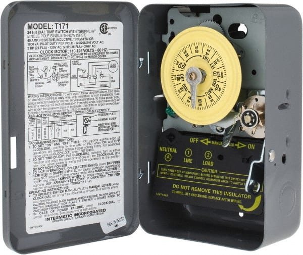 Intermatic - 24 hr Indoor Analog Electromechanical Timer Switch - 12 On/Off per Day, 125 VAC, 60 Hz, - Exact Tooling