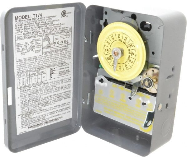 Intermatic - 24 hr Indoor Analog Electromechanical Timer Switch - 12 On/Off per Day, 208 to 277 VAC, 60 Hz, - Exact Tooling