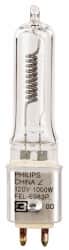 Philips - 1,000 Watt, 120 Volt, Halogen Miniature & Specialty T3 Lamp - Medium Bi-Pin Base, 750 to 1599 Equivalent Range, Neutral (3,000 to 3,699), 2-1/8" OAL - Exact Tooling