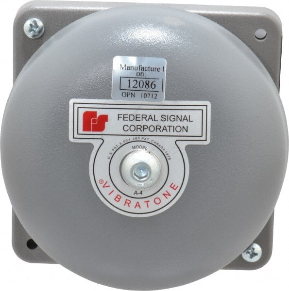Federal Signal Corp - 4" Diam, 120 Volt Bell - 0.08 Amps, 98 Decibles at 10', Vibrating - Exact Tooling