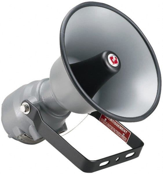 Federal Signal Corp - 15 Max Watt, 13.1 Inch Diameter, Round Aluminum Explosion Proof Horn and Speaker - Weather and Waterproof, 16.3 Inch Deep, Includes 25, 70 Volt Transformer - Exact Tooling