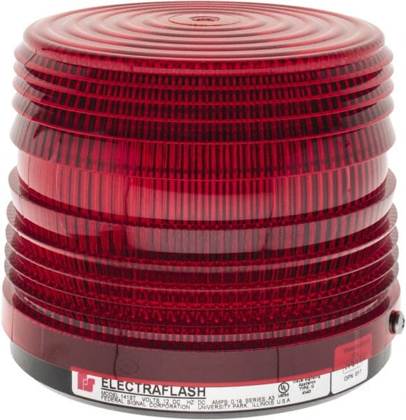 Federal Signal Corp - 12 VDC, 3R NEMA Rated, Strobe Tube, Red, Strobe Light - 80 Flashes per min, 5-1/2 Inch Diameter, 5-1/16 Inch High, IP66 Ingress Rating, Surface Mount - Exact Tooling