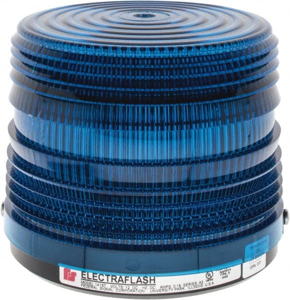 Federal Signal Corp - 12 VDC, 3R NEMA Rated, Strobe Tube, Blue, Strobe Light - 80 Flashes per min, 5-1/2 Inch Diameter, 5-1/16 Inch High, IP66 Ingress Rating, Surface Mount - Exact Tooling