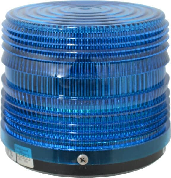 Federal Signal Corp - 120 VAC, 3R NEMA Rated, Strobe Tube, Blue, Strobe Light - 80 Flashes per min, 1/2 Inch Pipe, 5-1/2 Inch Diameter, 5-1/4 Inch High, IP66 Ingress Rating, Pipe Mount - Exact Tooling