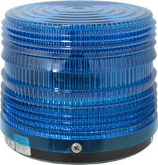 Federal Signal Corp - 120 VAC, 3R NEMA Rated, Strobe Tube, Blue, Strobe Light - 80 Flashes per min, 1/2 Inch Pipe, 5-1/2 Inch Diameter, 5-1/4 Inch High, IP66 Ingress Rating, Pipe Mount - Exact Tooling