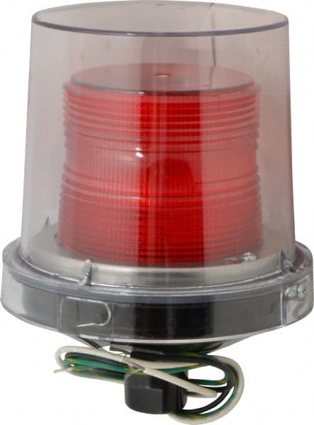 Federal Signal Corp - 120 VAC, 4X NEMA Rated, Strobe Tube, Red, Strobe Light - 80 Flashes per min, 1/2 Inch Pipe, 5-1/2 Inch Diameter, 7-1/4 Inch High, IP66 Ingress Rating, Pipe Mount - Exact Tooling