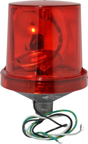 Federal Signal Corp - 4X NEMA Rated, 120 VAC, 0.22 Amp, 25 Watt, Rotating Beacon Incandescent Light - 1/2 Inch Mounted Size x Pipe Mounted, 7-1/4 Inch High, 5-1/2 Inch Diameter, 90 Flashes per min, Includes Lamp - Exact Tooling