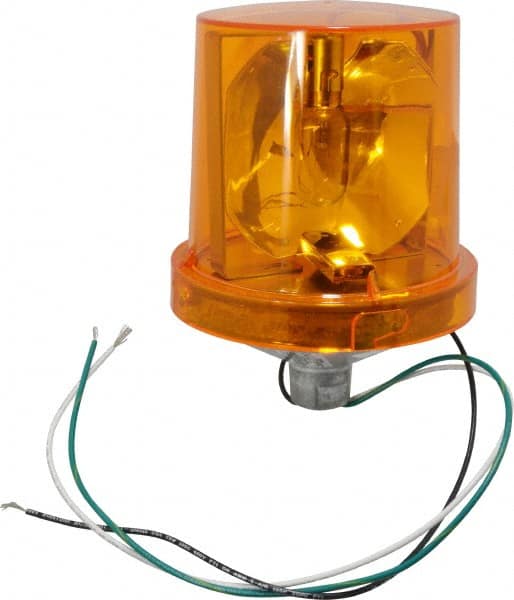 Federal Signal Corp - 4X NEMA Rated, 120 VAC, 0.22 Amp, 25 Watt, Rotating Beacon Incandescent Light - 1/2 Inch Mounted Size x Pipe Mounted, 7-1/4 Inch High, 5-1/2 Inch Diameter, 90 Flashes per min, Includes Lamp - Exact Tooling