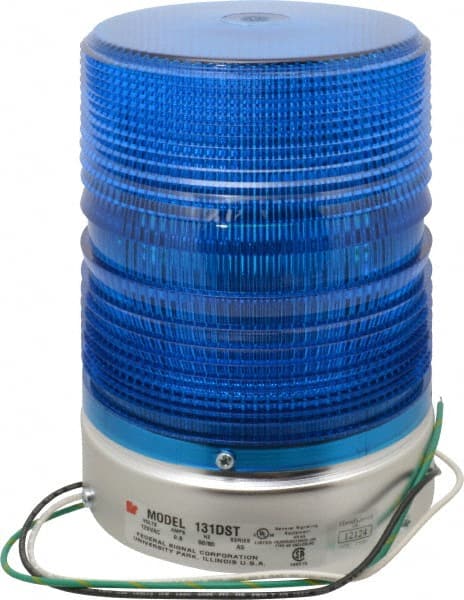 Federal Signal Corp - 120 VAC, 3R NEMA Rated, Strobe Tube, Blue, Double Flash Strobe Light - 80 Flashes per min, 1/2 Inch Pipe, 5-11/16 Inch Diameter, 8-1/2 Inch High, IP45 Ingress Rating, Pipe Mount - Exact Tooling