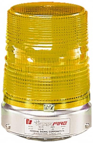 Federal Signal Corp - 120 VAC, 3R NEMA Rated, Strobe Tube, Amber, Double Flash Strobe Light - 80 Flashes per min, 1/2 Inch Pipe, 5-11/16 Inch Diameter, 8-1/2 Inch High, IP45 Ingress Rating, Pipe Mount - Exact Tooling