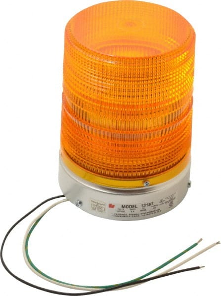 Federal Signal Corp - 120 VAC, 3R NEMA Rated, Strobe Tube, Amber, Single Flash Strobe Light - 80 Flashes per min, 1/2 Inch Pipe, 5.7 Inch Diameter, 8-1/2 Inch High, IP45 Ingress Rating, Pipe Mount - Exact Tooling