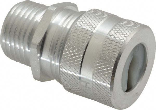 Hubbell Wiring Device-Kellems - 6.3 to 9.7mm Capacity, Liquidtight, Straight Strain Relief Cord Grip - 1/2 NPT Thread, Aluminum - Exact Tooling