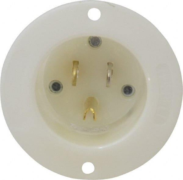 Hubbell Wiring Device-Kellems - 125 VAC, 15 Amp, 5-15P NEMA Configuration, White, Industrial Grade, Self Grounding Single Receptacle - 1 Phase, 2 Poles, 3 Wire, Flush Mount - Exact Tooling