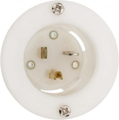 Hubbell Wiring Device-Kellems - 125 VAC, 20 Amp, 5-20P NEMA Configuration, White, Industrial Grade, Self Grounding Single Receptacle - 1 Phase, 2 Poles, 3 Wire, Flush Mount - Exact Tooling