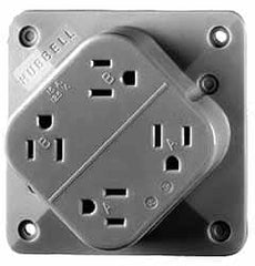 Hubbell Wiring Device-Kellems - 125 VAC, 15 Amp, 5-15R NEMA Configuration, Brown, Hospital Grade, Self Grounding Fourplex Receptacle - 1 Phase, 2 Poles, 3 Wire, Flush Mount, Impact Resistant - Exact Tooling
