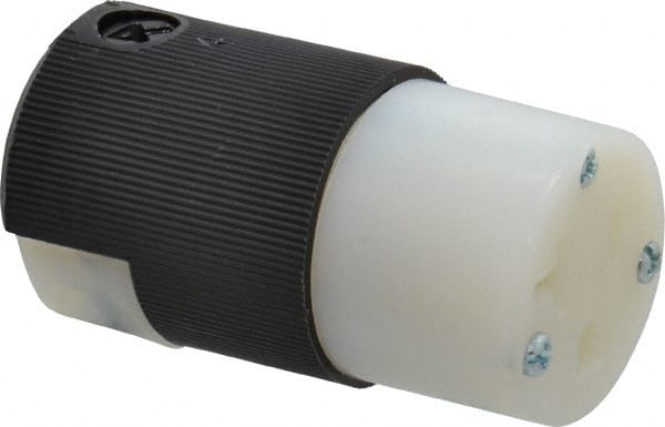 Hubbell Wiring Device-Kellems - 125 VAC, 20 Amp, 5-20R NEMA, Straight, Self Grounding, Hospital Grade Connector - 2 Pole, 3 Wire, 1 Phase, 1 hp, Nylon, Black, White - Exact Tooling