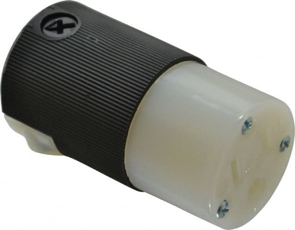 Hubbell Wiring Device-Kellems - 125 VAC, 15 Amp, 5-15R NEMA, Straight, Self Grounding, Hospital Grade Connector - 2 Pole, 3 Wire, 1 Phase, 1/2 hp, Nylon, Black, White - Exact Tooling