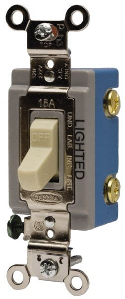Hubbell Wiring Device-Kellems - 3 Pole, 120 to 277 VAC, 15 Amp, Industrial Grade, Key Lock, Wall and Dimmer Light Switch - 1-5/16 Inch Wide x 4-1/16 Inch High - Exact Tooling