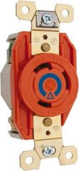 Hubbell Wiring Device-Kellems - 250 VAC, 30 Amp, 6-30R NEMA Configuration, Orange, Industrial Grade, Isolated Ground Single Receptacle - 1 Phase, 2 Poles, 3 Wire, Flush Mount - Exact Tooling