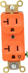 Hubbell Wiring Device-Kellems - 125 VAC, 20 Amp, 5-20R NEMA Configuration, Orange, Specification Grade, Isolated Ground Duplex Receptacle - 1 Phase, 2 Poles, 3 Wire, Flush Mount, Corrosion, Heat and Impact Resistant - Exact Tooling