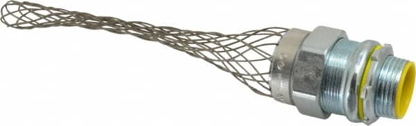 Hubbell Wiring Device-Kellems - 1.85 to 2.46mm Capacity, Liquidtight, Straight Strain Relief Cord Grip - 1 NPT Thread, 5" Long, Steel - Exact Tooling