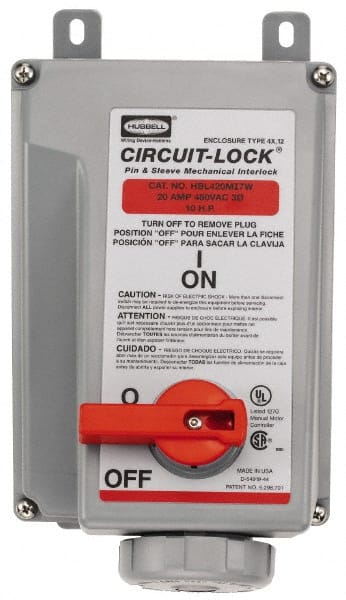 Hubbell Wiring Device-Kellems - 3 Phase, 480 VAC, 30 Amp, 15 hp, 4 Pin Configuration, Interlock Receptacle - 3 Poles, Watertight, IEC 60309, Red - Exact Tooling