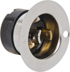 Hubbell Wiring Device-Kellems - 125 VAC, 15 Amp, ML-1R NEMA, Ungrounded Inlet - 2 Poles, 2 Wire, Male End, Black, Steel - Exact Tooling