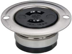 Hubbell Wiring Device-Kellems - 125 VAC, 15 Amp, ML-1R NEMA, Ungrounded Receptacle - 2 Poles, 2 Wire, Female End, Black, Steel - Exact Tooling