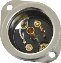 Hubbell Wiring Device-Kellems - 125 VAC, 15 Amp, ML-3R NEMA, Self Grounding Inlet - 2 Poles, 3 Wire, Male End, Black, Steel - Exact Tooling