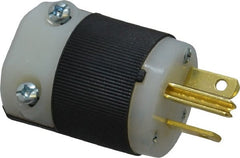 Hubbell Wiring Device-Kellems - 250 VAC, 20 Amp, 6-20P NEMA, Straight, Self Grounding, Commercial, Industrial Grade Plug - 2 Pole, 3 Wire, 1 Phase, 2 hp, Nylon, Black, White - Exact Tooling