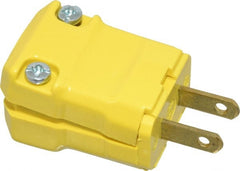 Hubbell Wiring Device-Kellems - 125 VAC, 15 Amp, 1-15P NEMA, Valise, Ungrounded, Commercial, Industrial Grade Plug - 2 Pole, 2 Wire, 1 Phase, 1/2 hp, Nylon, Yellow - Exact Tooling