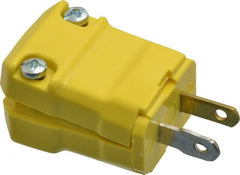 Hubbell Wiring Device-Kellems - 125 VAC, 15 Amp, 1-15P NEMA, Valise, Ungrounded, Commercial, Industrial Grade Plug - 2 Pole, 2 Wire, 1 Phase, 1/2 hp, Nylon, Yellow - Exact Tooling