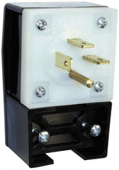 Hubbell Wiring Device-Kellems - 250 VAC, 20 Amp, 15-20P NEMA, Angled, Self Grounding, Commercial, Industrial Grade Plug - 3 Pole, 4 Wire, 3 Phase, 3 hp, Nylon, Black, White - Exact Tooling