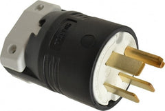 Hubbell Wiring Device-Kellems - 250 VAC, 50 Amp, 15-50P NEMA, Straight, Self Grounding, Commercial, Industrial Grade Plug - 3 Pole, 4 Wire, 3 Phase, 7-1/2 hp, Nylon, Black, White - Exact Tooling