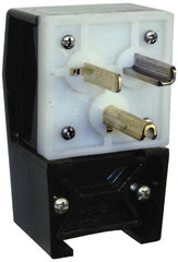 Hubbell Wiring Device-Kellems - 125 VAC, 30 Amp, 5-30P NEMA, Angled, Self Grounding, Commercial, Industrial Grade Plug - 2 Pole, 3 Wire, 1 Phase, 2 hp, Nylon, Black, White - Exact Tooling