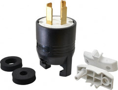 Hubbell Wiring Device-Kellems - 125/250 VAC, 60 Amp, 14-60P NEMA, Straight, Self Grounding, Commercial, Industrial Grade Plug - 3 Pole, 4 Wire, 1 Phase, 3 hp, Nylon, Black, White - Exact Tooling