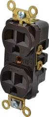 Hubbell Wiring Device-Kellems - 125 VAC, 15 Amp, 5-15R NEMA Configuration, Brown, Industrial Grade, Self Grounding Duplex Receptacle - 1 Phase, 2 Poles, 3 Wire, Flush Mount, Corrosion, Heat and Impact Resistant - Exact Tooling