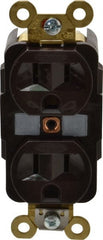 Hubbell Wiring Device-Kellems - 125 VAC, 15 Amp, 5-15R NEMA Configuration, Brown, Specification Grade, Self Grounding Duplex Receptacle - 1 Phase, 2 Poles, 3 Wire, Flush Mount, Corrosion, Heat and Impact Resistant - Exact Tooling