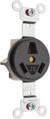 Hubbell Wiring Device-Kellems - 125/250 VAC, 20 Amp, 10-20R NEMA Configuration, Black, Specification Grade, Ungrounded Single Receptacle - 1 Phase, 3 Poles, 3 Wire, Flush Mount - Exact Tooling