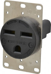 Hubbell Wiring Device-Kellems - 250 VAC, 30 Amp, 6-30R NEMA Configuration, Black/White, Industrial Grade, Self Grounding Single Receptacle - 1 Phase, 2 Poles, 3 Wire, Flush Mount - Exact Tooling