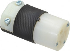 Hubbell Wiring Device-Kellems - 125 VAC, 20 Amp, 5-20R NEMA, Straight, Self Grounding, Commercial, Industrial Grade Connector - 2 Pole, 3 Wire, 1 Phase, 2 hp, Nylon, Black, White - Exact Tooling
