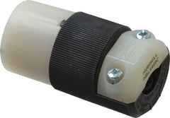 Hubbell Wiring Device-Kellems - 250 VAC, 20 Amp, 6-20R NEMA, Straight, Self Grounding, Commercial, Industrial Grade Connector - 2 Pole, 3 Wire, 1 Phase, 2 hp, Nylon, Black, White - Exact Tooling